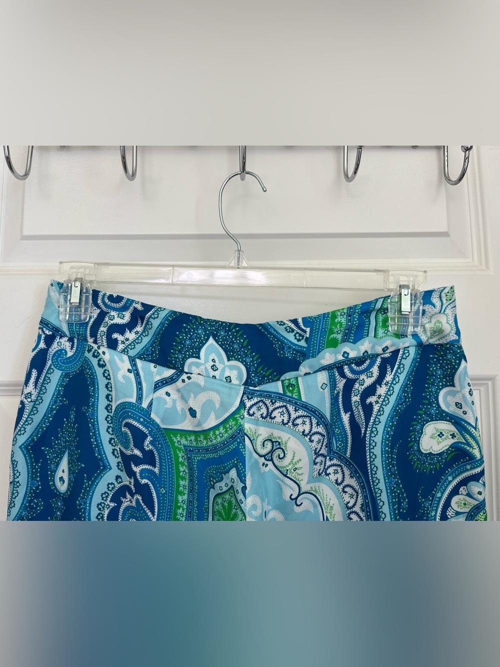 J. McLaughlin Silk Pants Blue Green Paisley Sz 8 Lined Flowy New - Picture 8 of 10